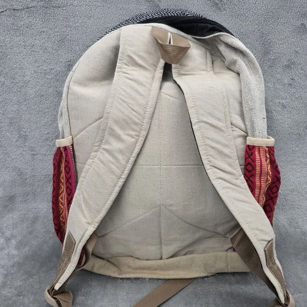 Himalayan Hemp THC Free Backpack Made in Nepal Lightweight Daypack - Picture 4 of 9